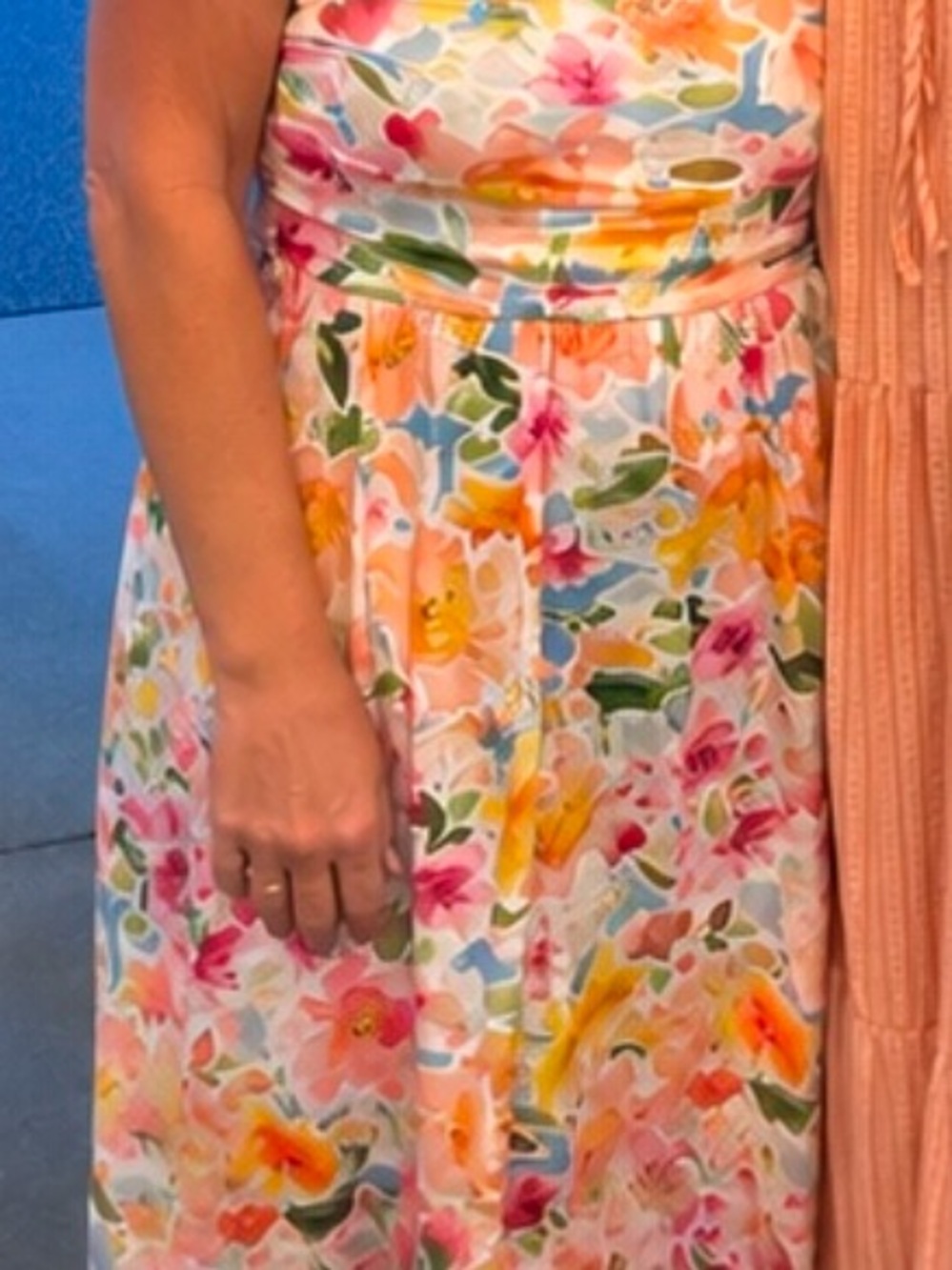 Floral Watercolor maxi Dress in Pink, Orange & Green